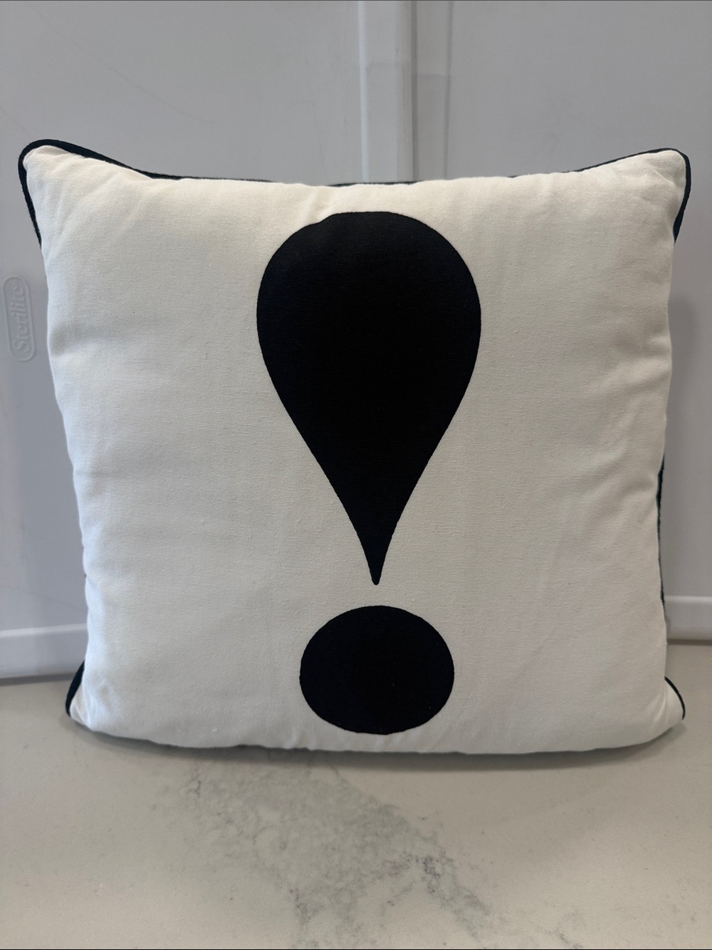 Decorative Kate Spade Cream and Black Exclamation Pillow - Modern Accent Cushion